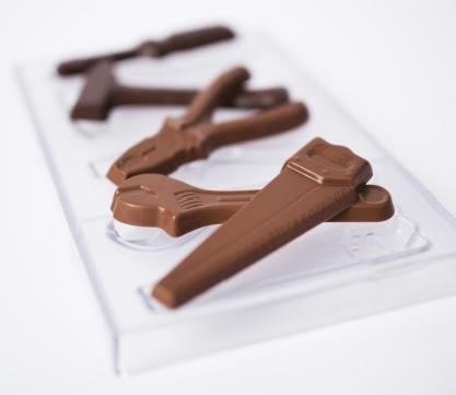 Na gebruik blijft een dun laagje cacaoboter achter in de vorm, wat een mooie glans garandeert (Henk Koenen)